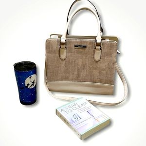 Nine West Large Purse Off White and Gold